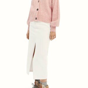 Scotch & soda pink flamingo fuzzy boxy-fit cardigan - size XS